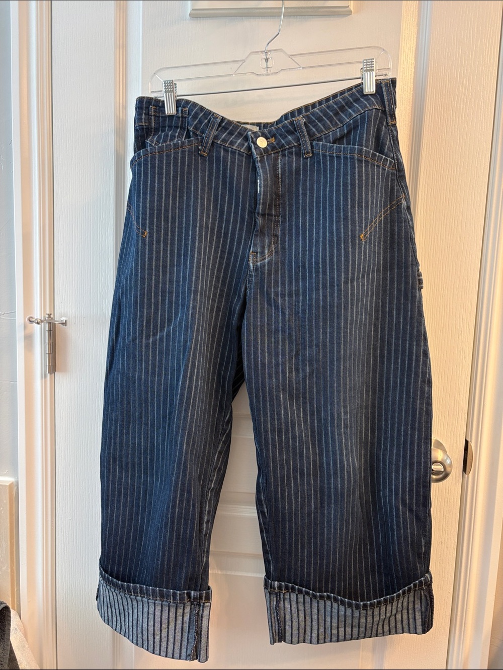 Pilcro Kayden Railroad Stripe Wide-Leg Cuffed Jeans - Picture 3 of 5